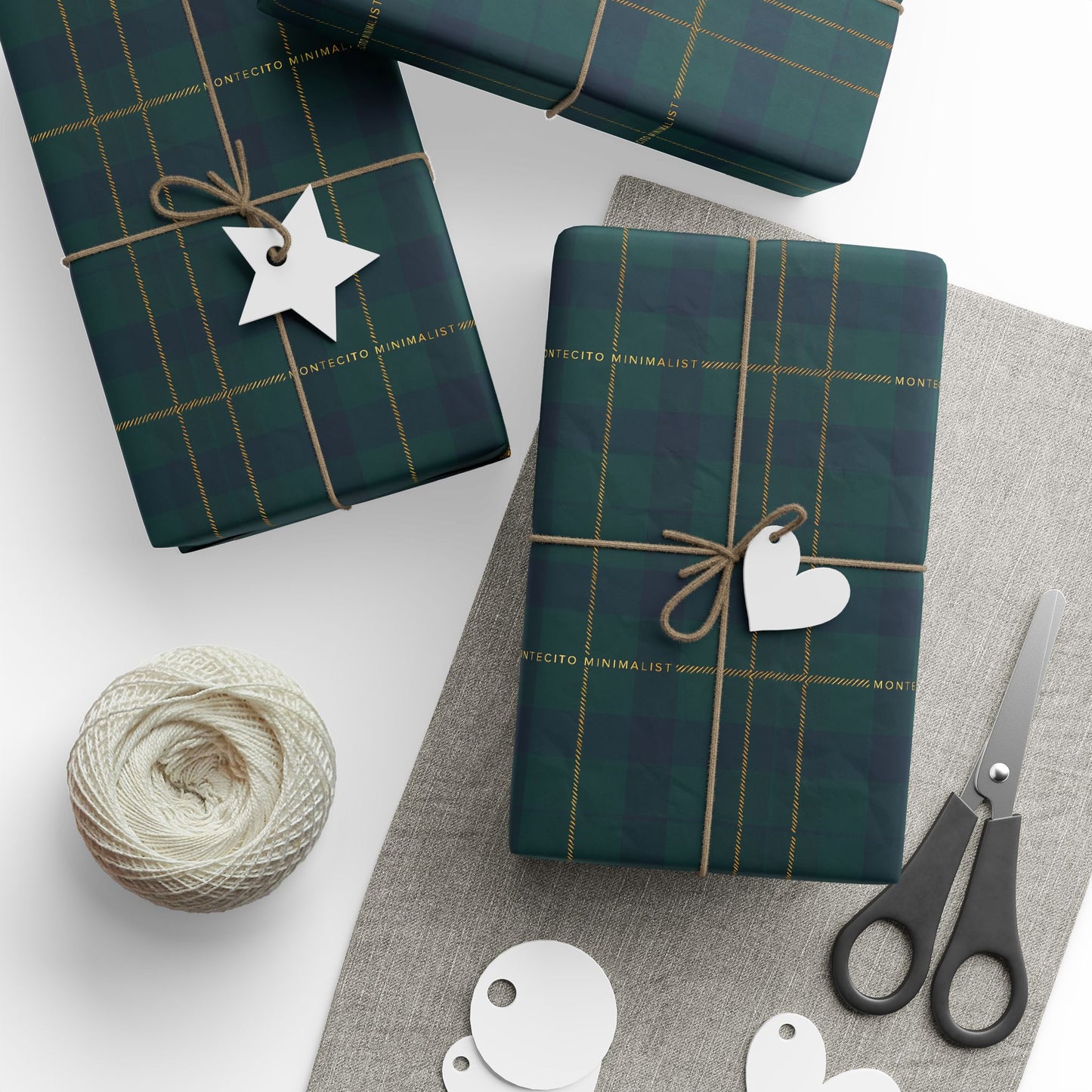 Montecito Minimalist Tartan Plaid Wrapping Paper