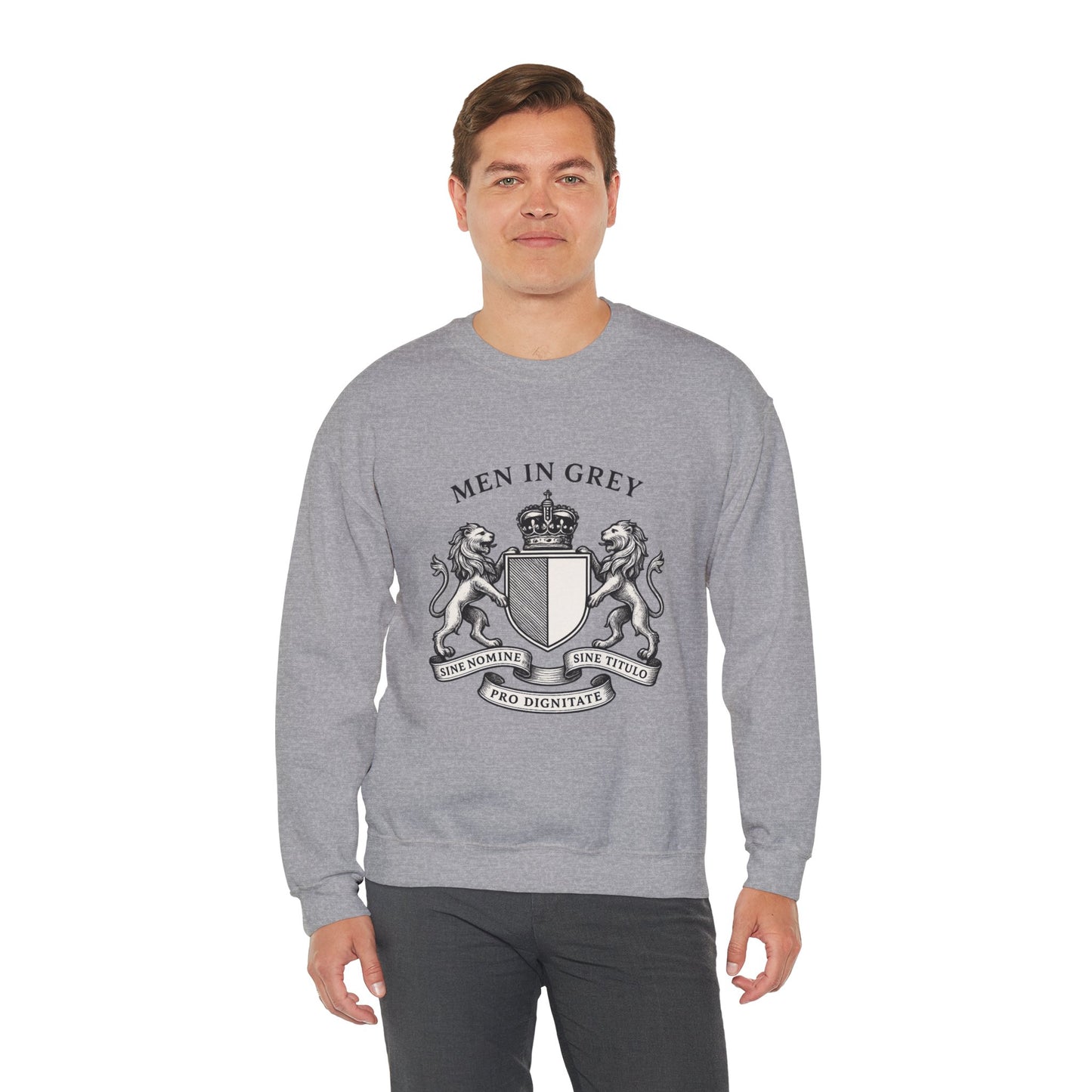 Men in Grey Crest Crewneck Sweatshirt