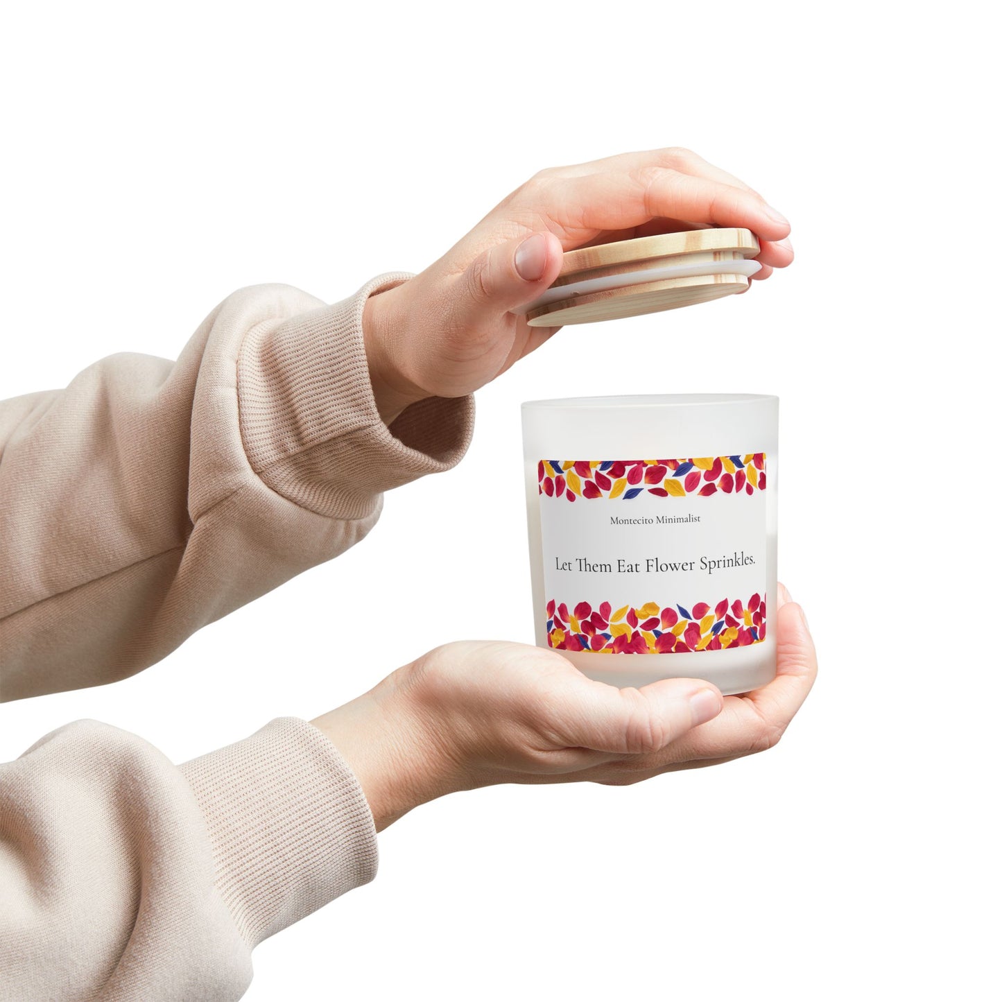 Let Them Eat Flower Sprinkles-  11oz Frosted Glass with Wood Lid