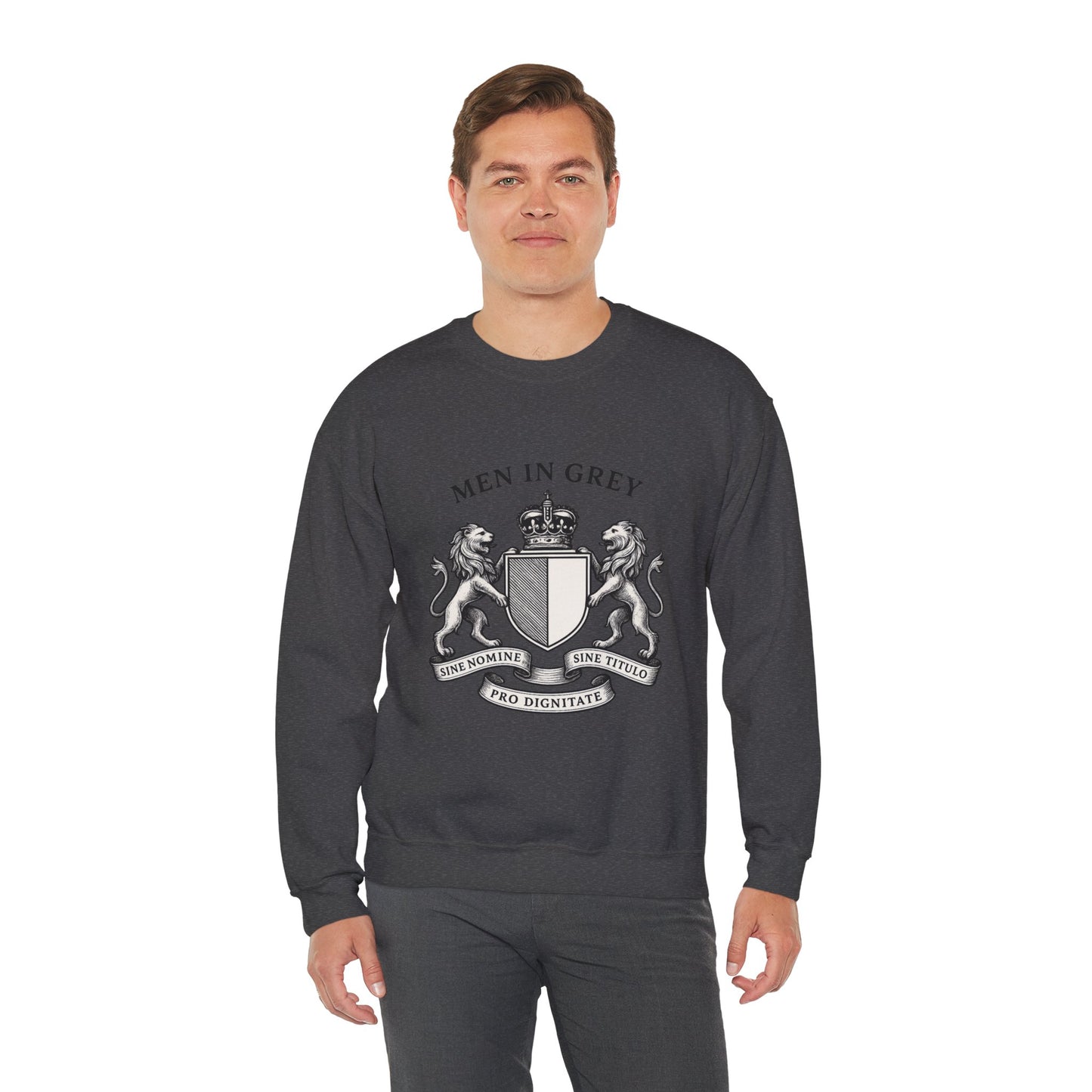 Men in Grey Crest Crewneck Sweatshirt