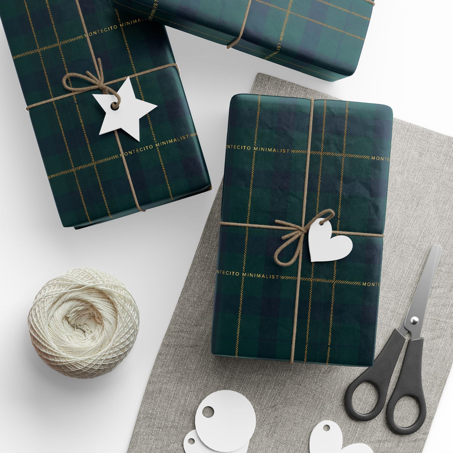 Montecito Minimalist Tartan Plaid Wrapping Paper