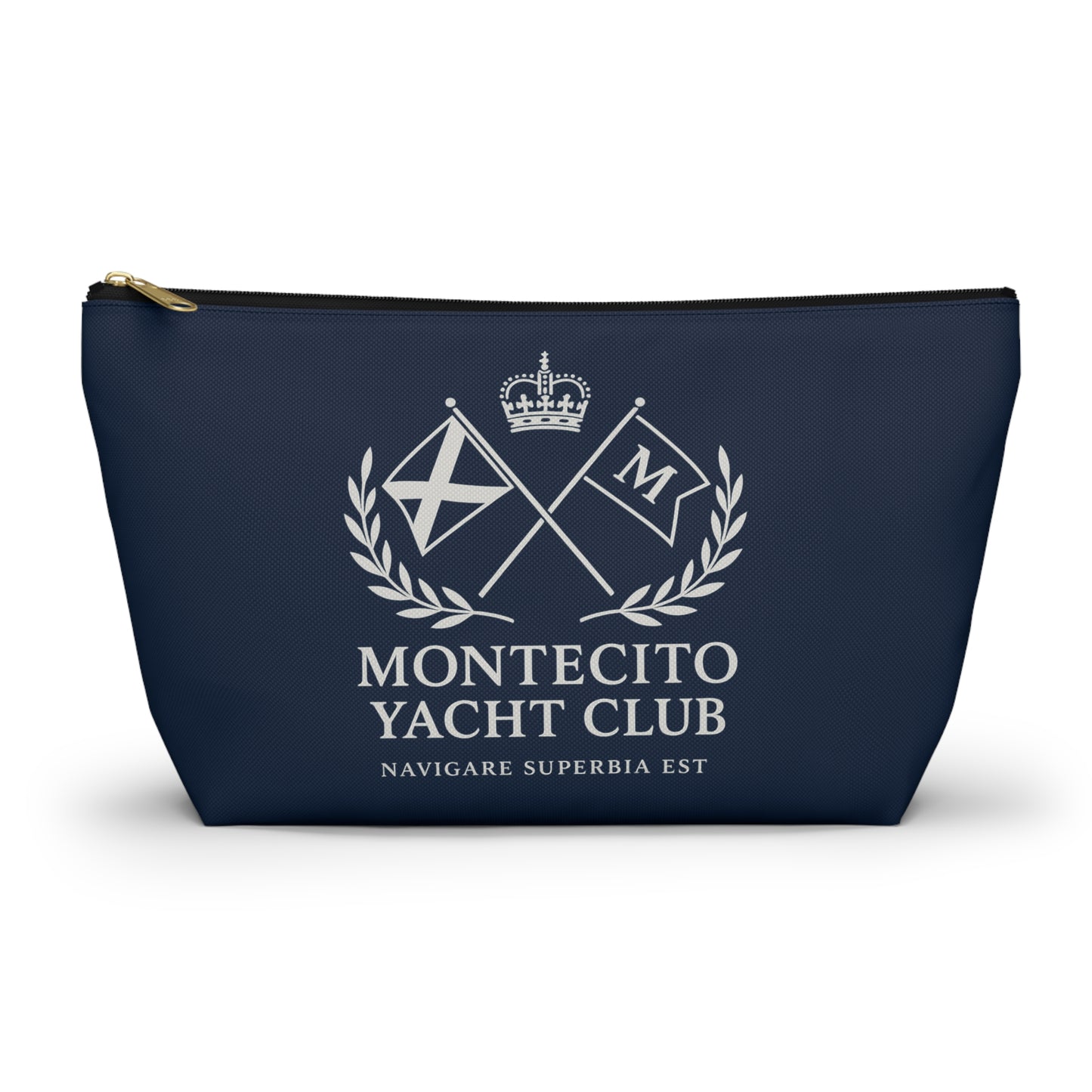 Montecito Yacht Club Navy Accessory Pouch – Nautical Makeup & Travel Organizer