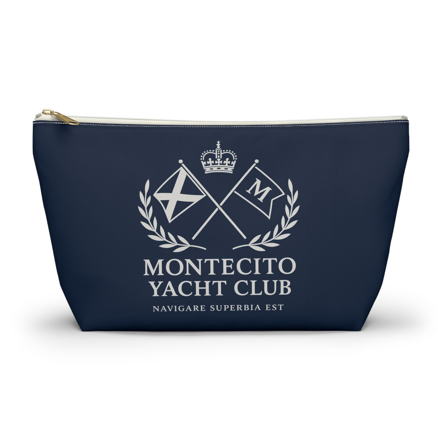 Montecito Yacht Club Navy Accessory Pouch – Nautical Makeup & Travel Organizer