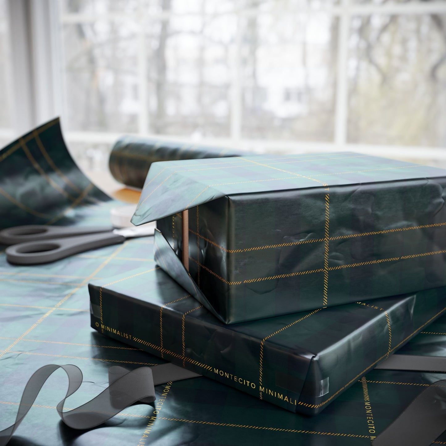 Montecito Minimalist Tartan Plaid Wrapping Paper
