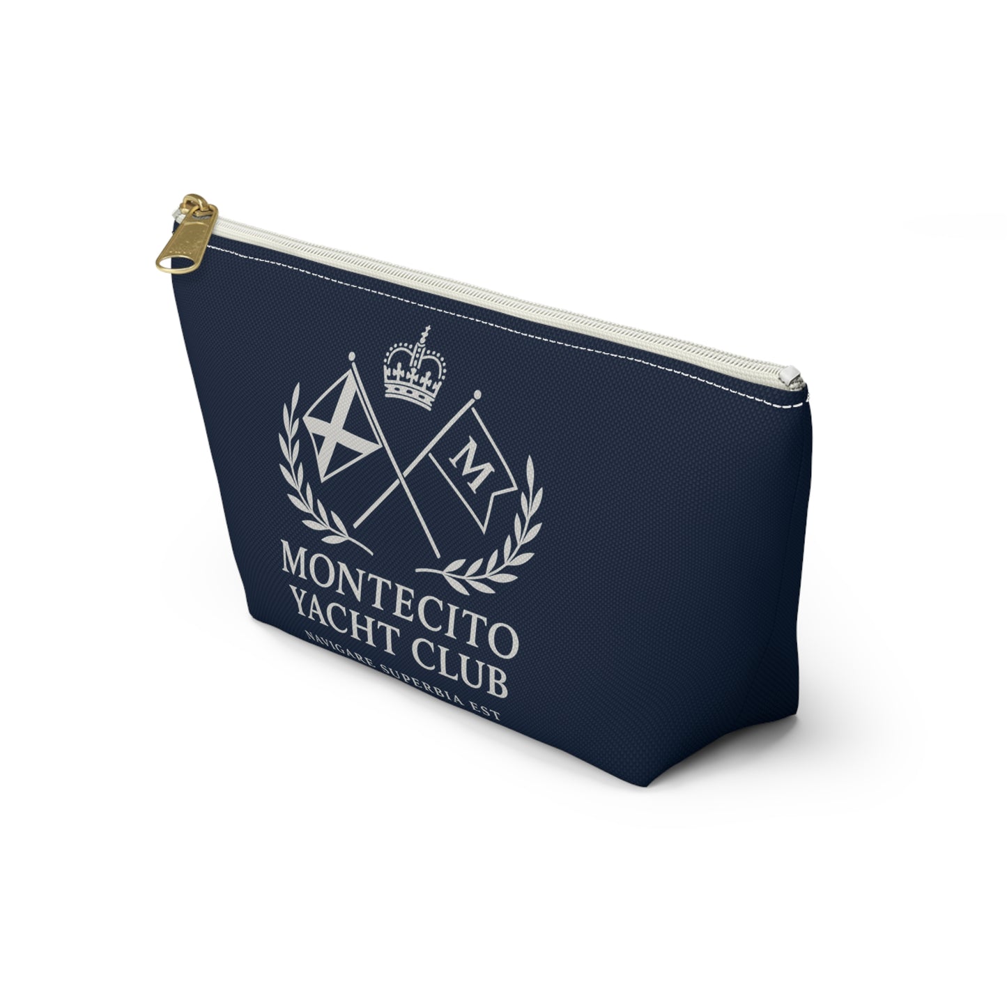 Montecito Yacht Club Navy Accessory Pouch – Nautical Makeup & Travel Organizer