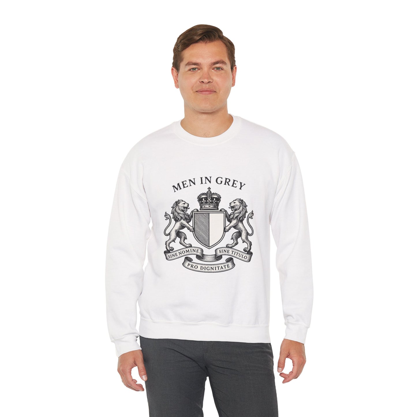 Men in Grey Crest Crewneck Sweatshirt