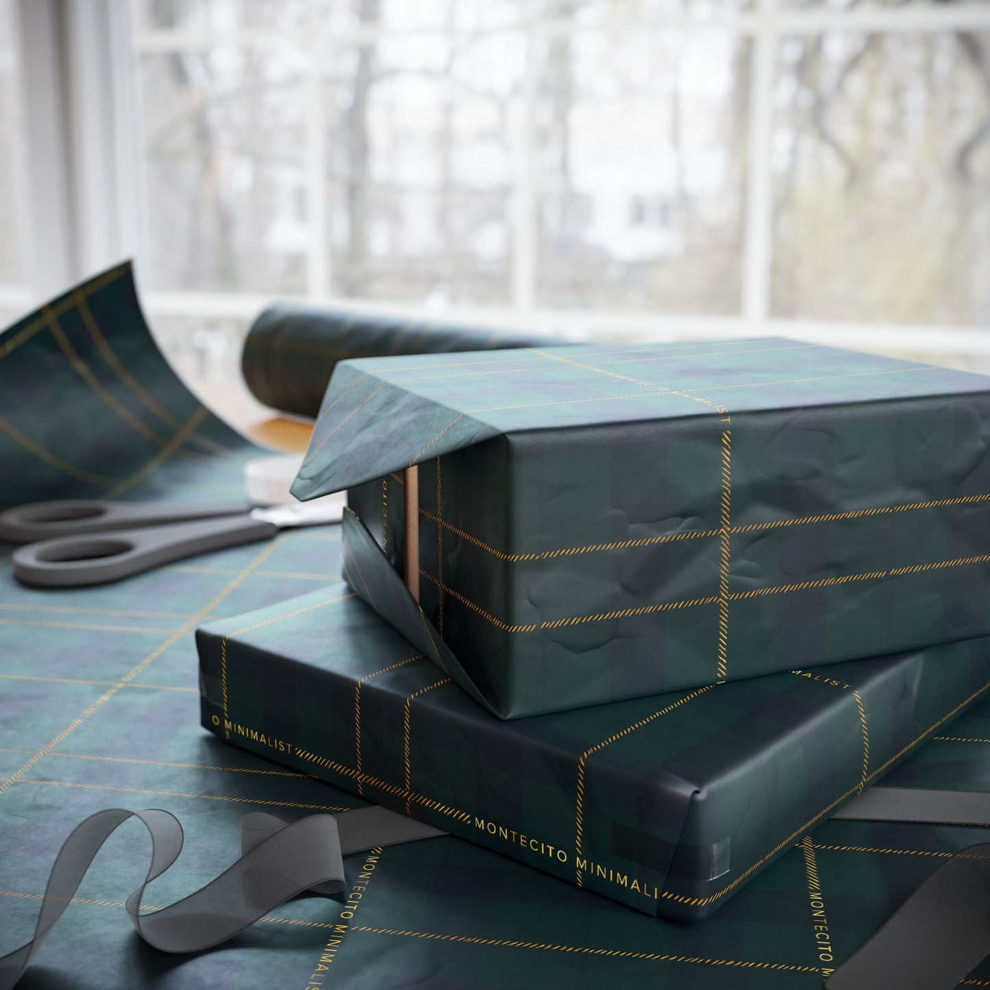 Montecito Minimalist Tartan Plaid Wrapping Paper