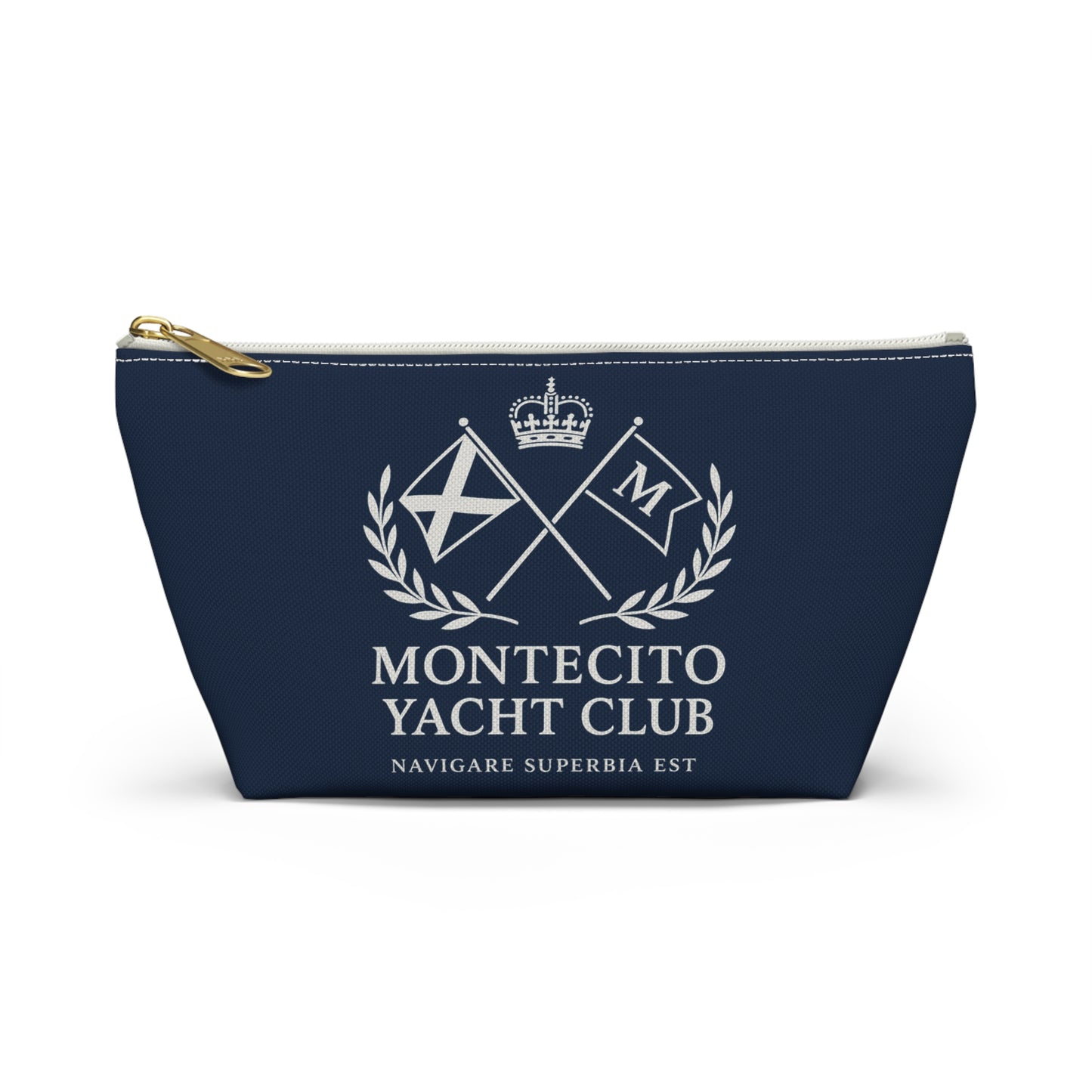 Montecito Yacht Club Navy Accessory Pouch – Nautical Makeup & Travel Organizer